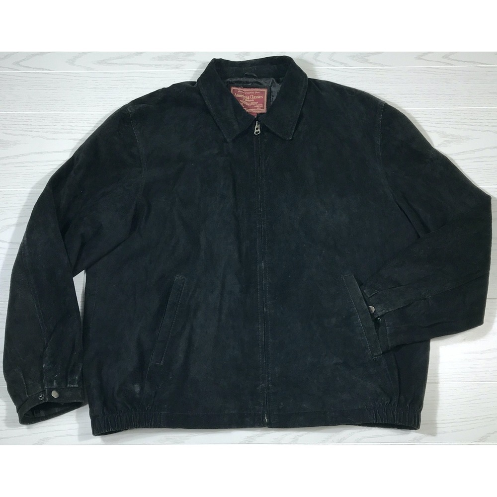 Vintage American Classics Colebrook Leather Bomber Jacket Men XL Black Suede 90s